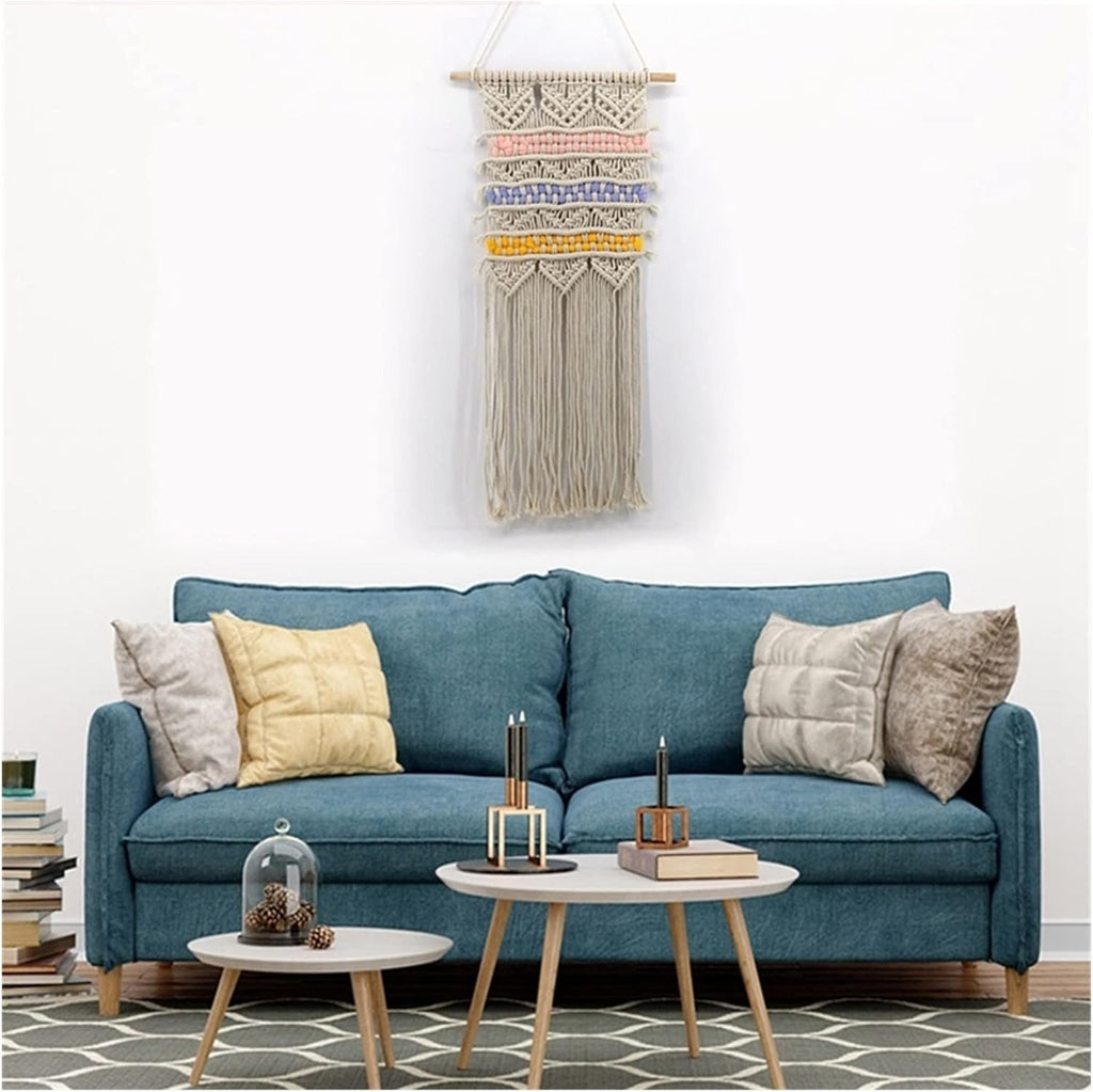 Tapestry Macrame Wall Hanging Tapestry Wedding Backdrop Decoration Bohemian Tassel Tapestry (OneColor)