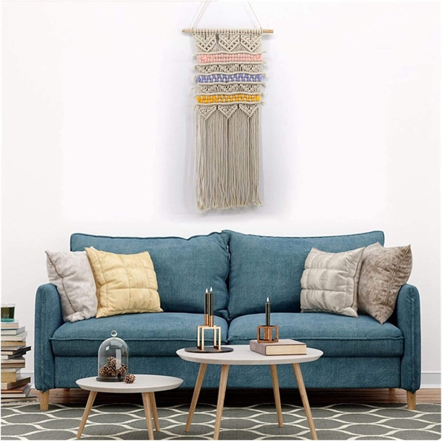 Tapestry Macrame Wall Hanging Tapestry Wedding Backdrop Decoration Bohemian Tassel Tapestry (OneColor)