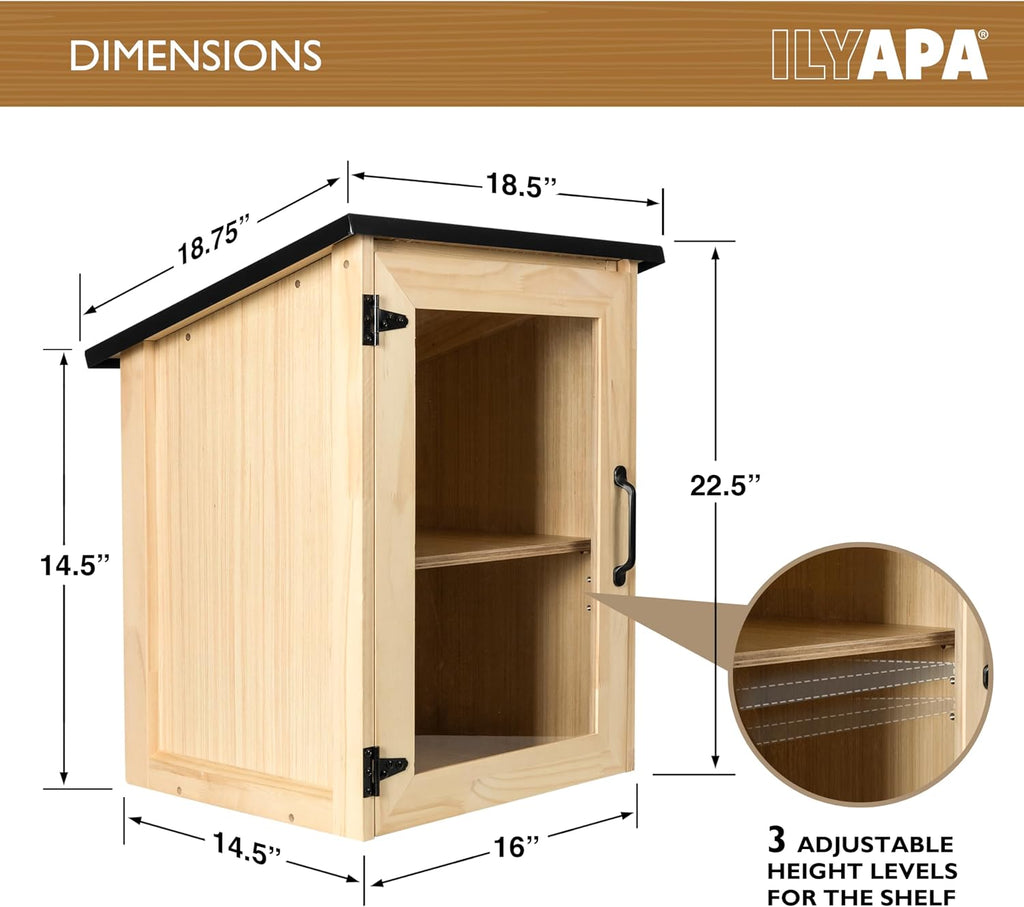 Ilyapa Outdoor Library Book Box - Free Literature Exchange Kit for Outside - Little Wood Cabinet for Sharing Books and Arts - 16x14x22 Inch