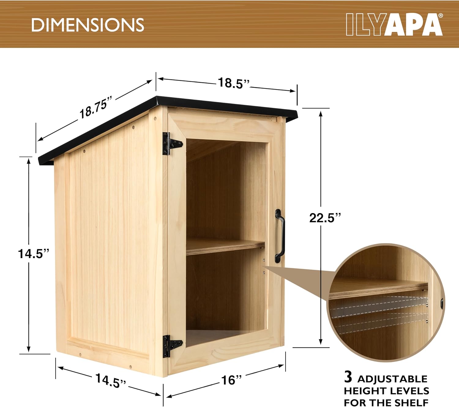 Ilyapa Outdoor Library Book Box - Free Literature Exchange Kit for Outside - Little Wood Cabinet for Sharing Books and Arts - 16x14x22 Inch