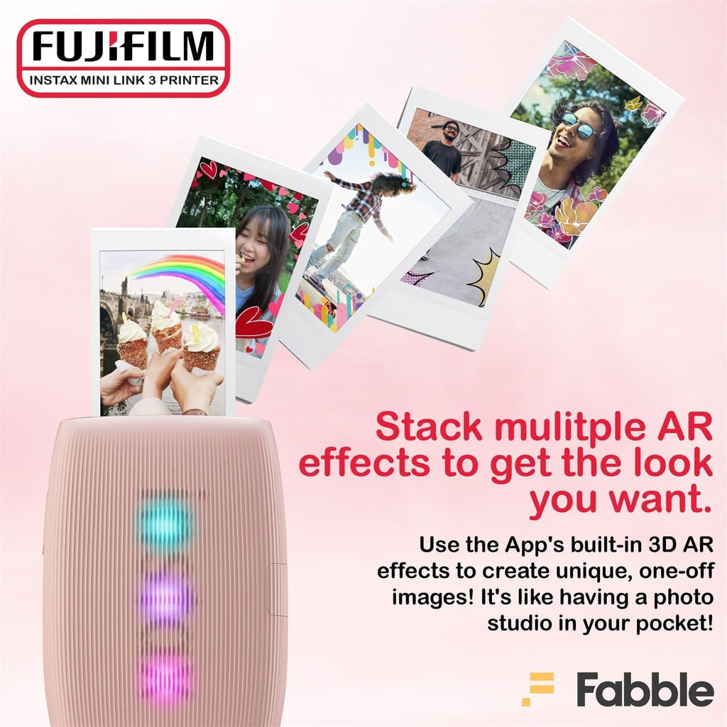 Fujifilm Instax Mini Link 3 Smartphone Printer with Instax Mini Films and Free Bonus Microfiber Cleaning Cloth... (Rose Pink, 3 x Twin Pack (60 Sheets))
