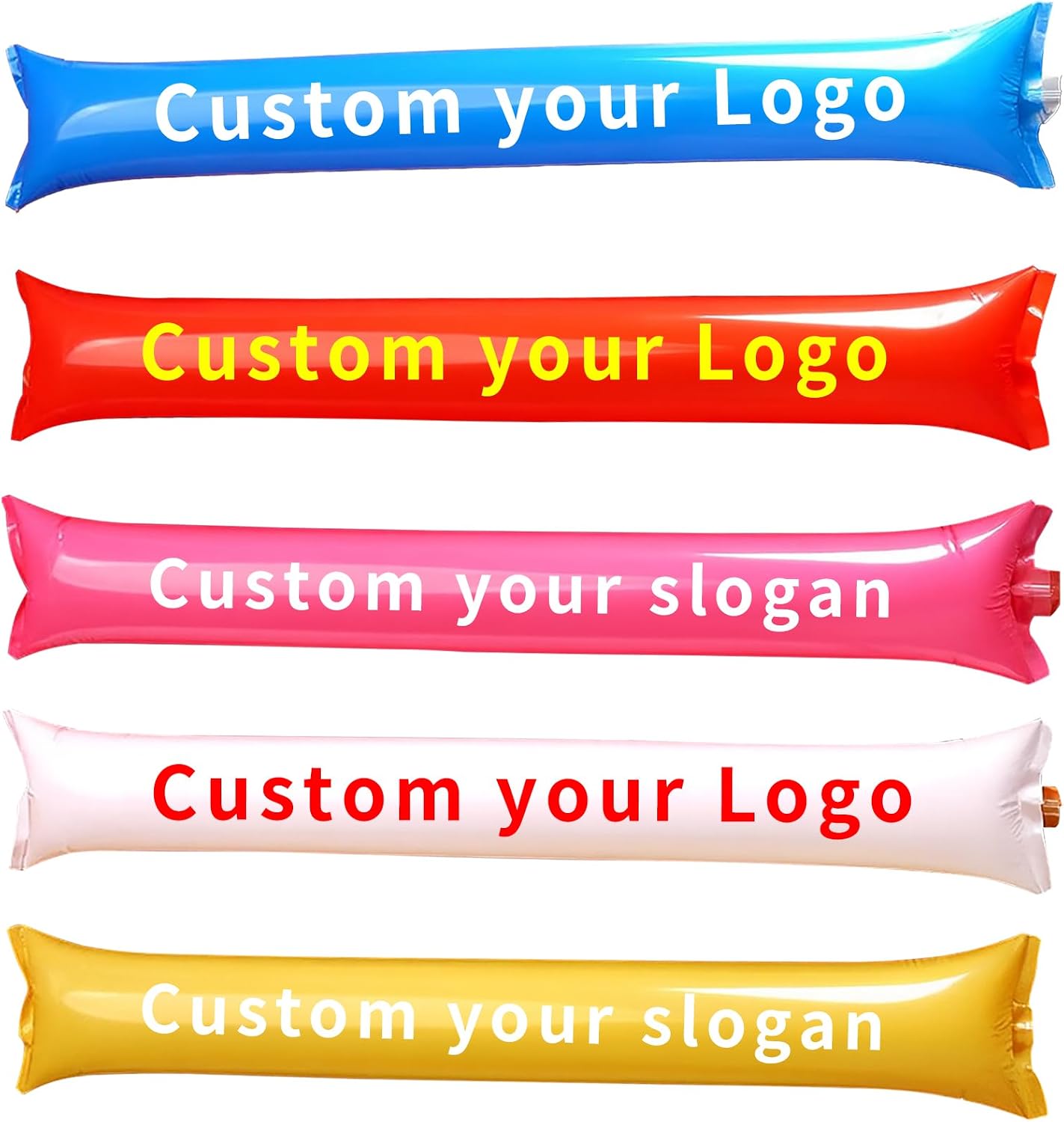 Custom Inflatable Thunder Sticks with Single-Color Logo/Text/Image,100 Pcs,10×60cm – Personalized Cheer & Noise Makers for Concerts, Football Games, Basketball Games, Sports competitions