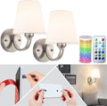 Peel and Stick Wall Sconces, Stick On Wall Sconces Battery Operated, Wireless Adhesive Wall Sconce with 10000mAh Battery Corn Bulb, No Drilling Wall Lamp for Bedroom Living Room