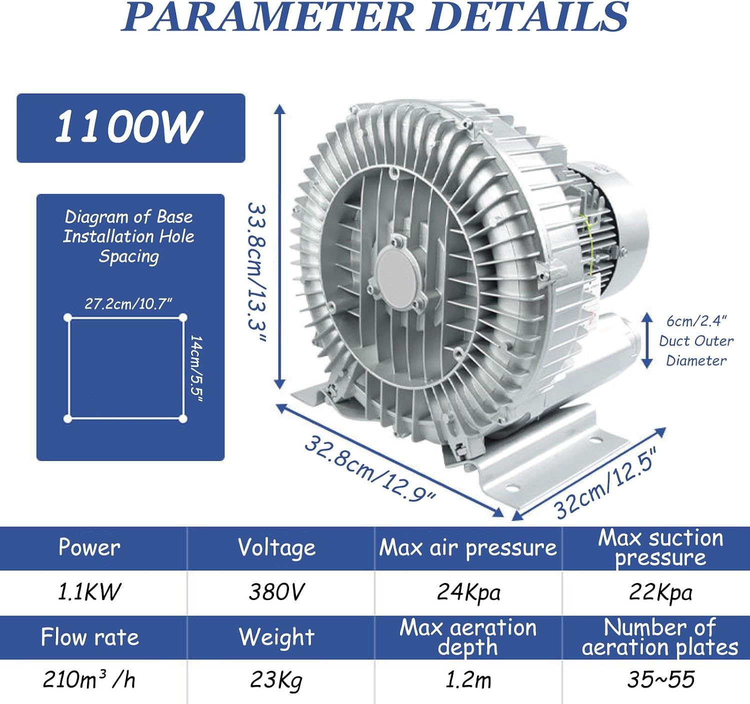 370-1500W Industrial Regenerative Blower, 220V Three-Phase Vortex Ring Vacuum Pump, High-Efficiency Air Blowing & Suction, 1.1KW Turbine Blower for Manufacturing