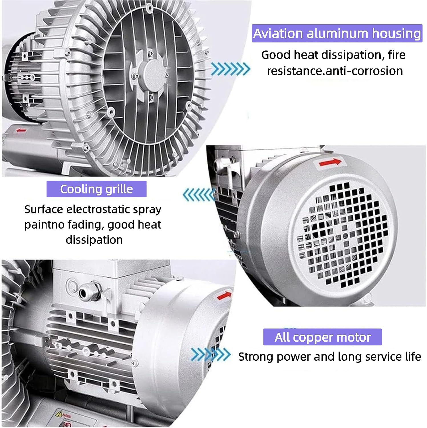 Regenerative Blower Single Phase,120W-1500W Vortex Ring Blower, High-Pressure Industrial Vacuum Pump,110v 60hz High Pressure Strong Centrifugal Fan for Air Blowing Or Suction (370W)