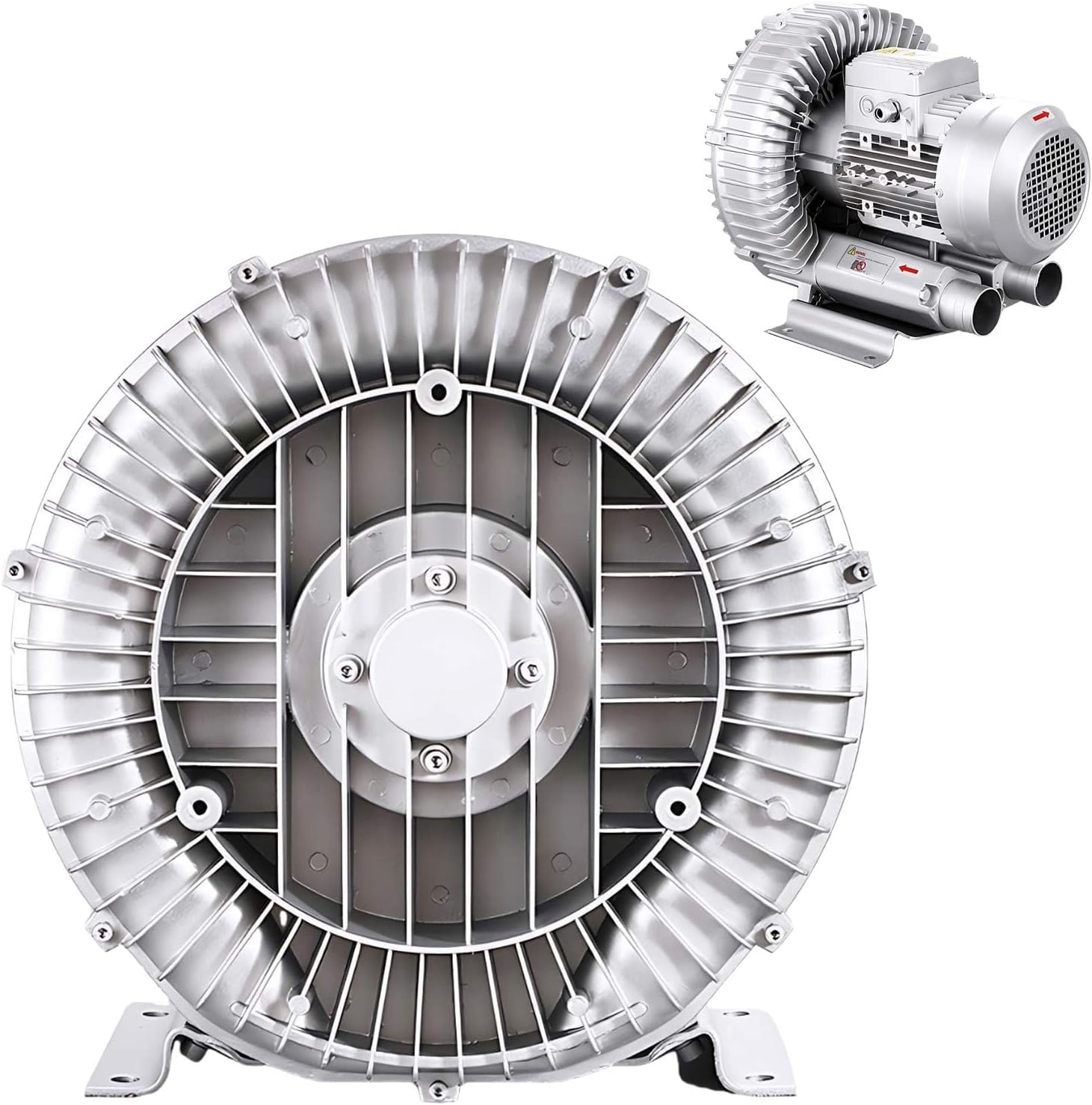 Side Channel Blower High Pressure Vortex Blower, Regenerative Industrial Vacuum Pump for Aquarium, Fish Pond, Aquaculture and Hydroponics(120w,220v)