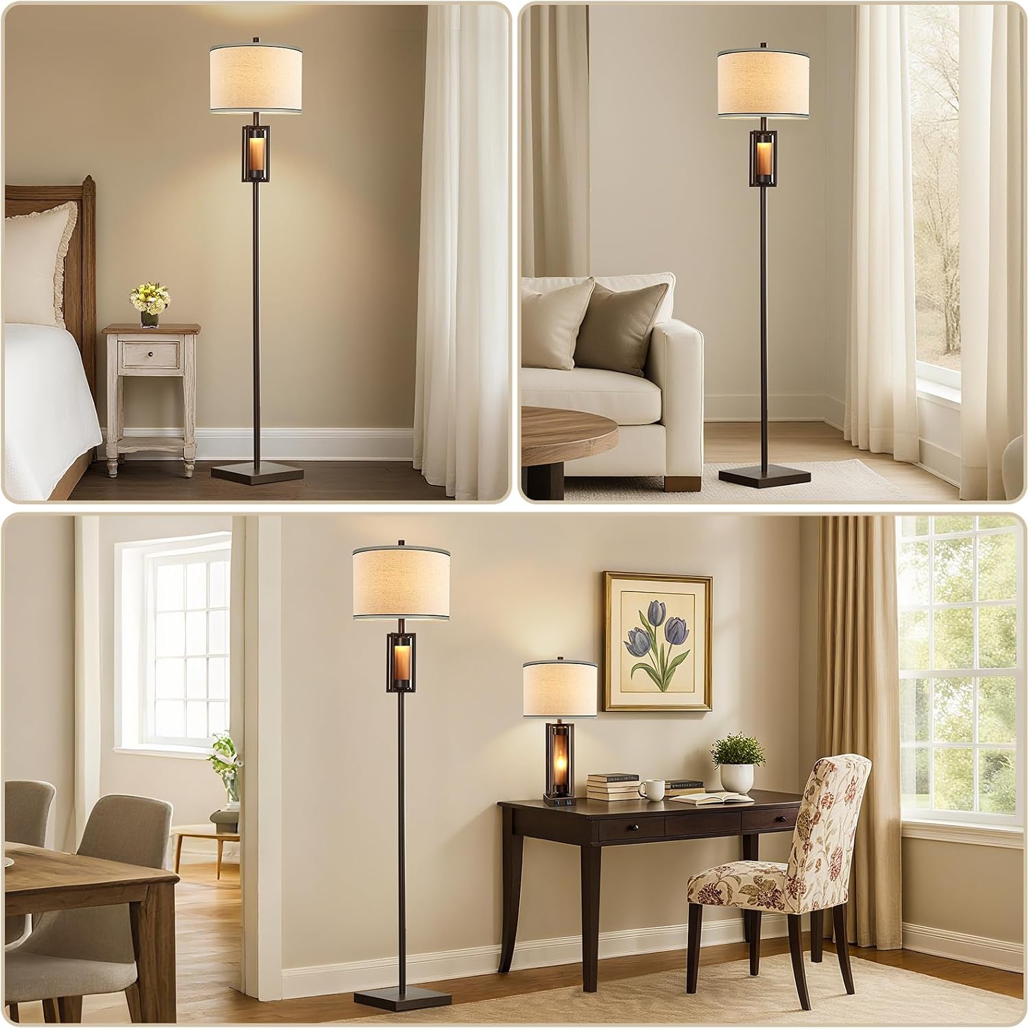 New - Same Matching Floor Lamp - 63'' Floor Lamp & 25'' Table Lamp Set of 2