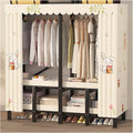 Foldable Wardrobe Closets For Hanging Clothes, Heavy-Duty Garment Rack With Cover, Folding Metal Clothing Racks, Organizer Enclosed Armoires For Bedroom(96cm/37.8in)