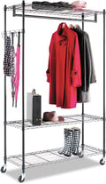 Alera GR364818BL Wire Shelving Garment Rack, Coat Rack, Stand Alone Rack, Black Steel w/Casters