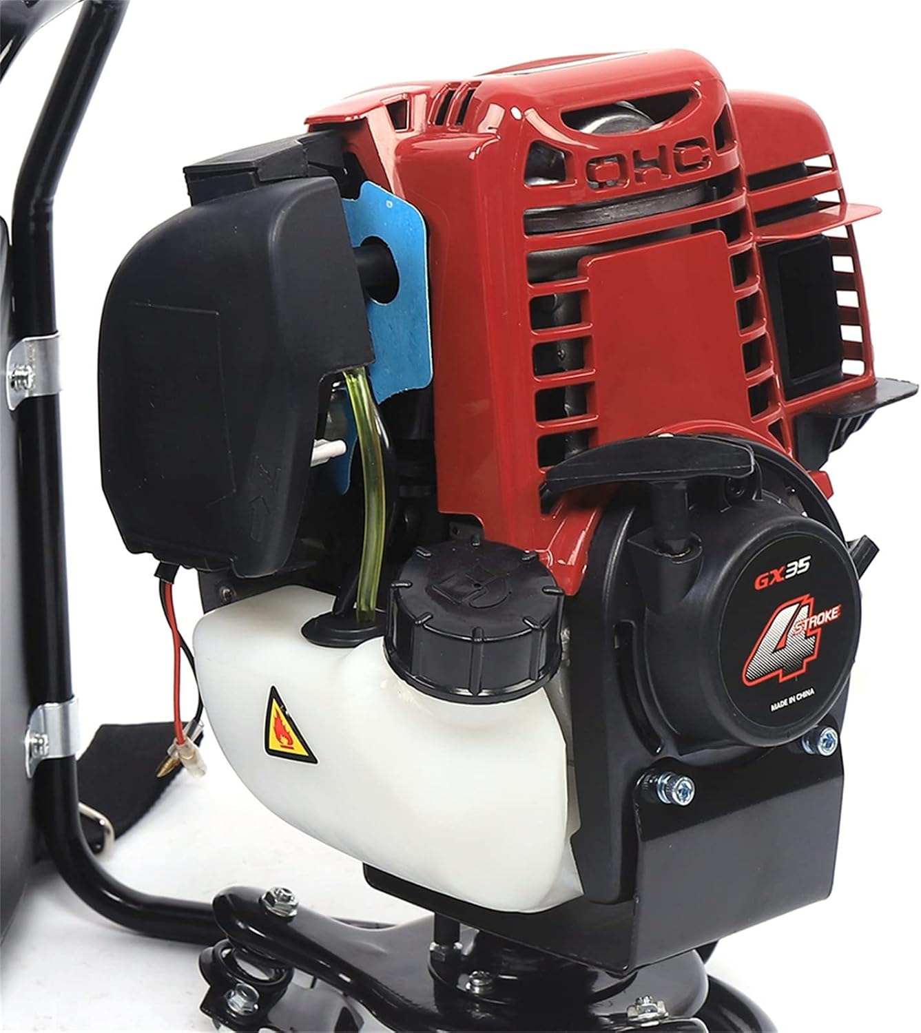 4 Stroke Backpack Brush Cutter, 35.4CC 3 in 1 Multi-Function Tiller Cultivator Gas Powered Cordless Hedge Trimmer Air-Cooled Single Cylinder Digging Tool for Garden, Yard and Farm