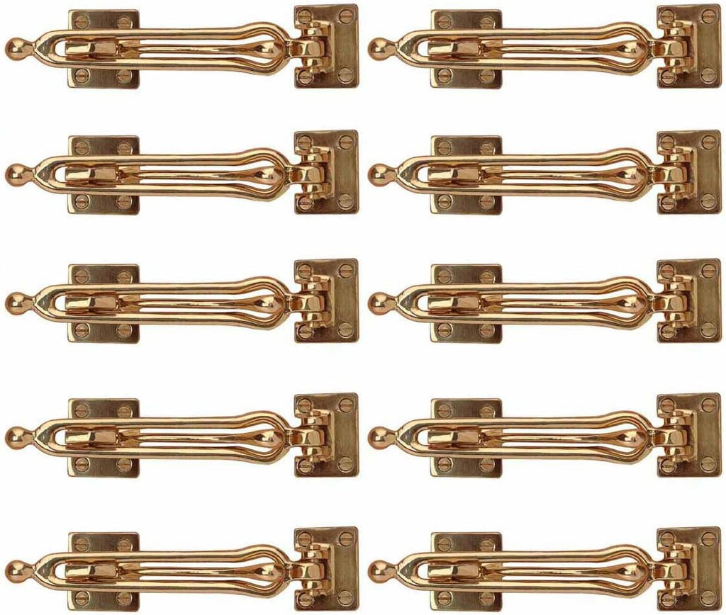Renovators Supply Swing Bar Security Door Lock Durable Door Guard 1.5 X 7.5 X 1.75 Inches Solid Brass Safety Guard Lock Heavy Duty Door Latch Lock Replacement Parts‎ Pack of 10