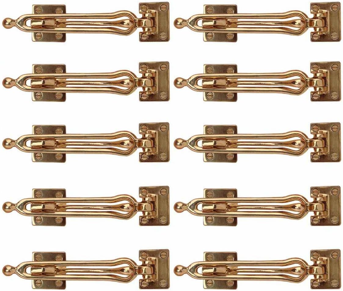 Renovators Supply Swing Bar Security Door Lock Durable Door Guard 1.5 X 7.5 X 1.75 Inches Solid Brass Safety Guard Lock Heavy Duty Door Latch Lock Replacement Parts‎ Pack of 10