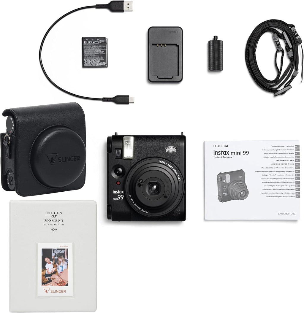 Fujifilm Instax Mini 99 Instant Film Camera, Matte Black, Bundle with Photo Album and Protective Case