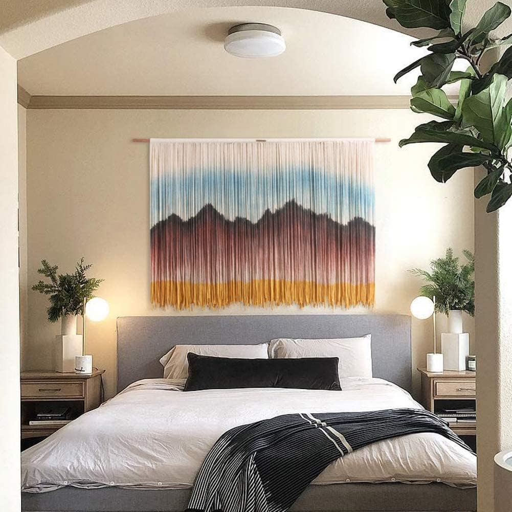 Boho Chic Woven Tapestry Macrame Wall Hanging Handmade Macrame Tapestry Woven Wall Art Bohemian Wall Decor Textile Wall Hangings (Size : 90x130cm)
