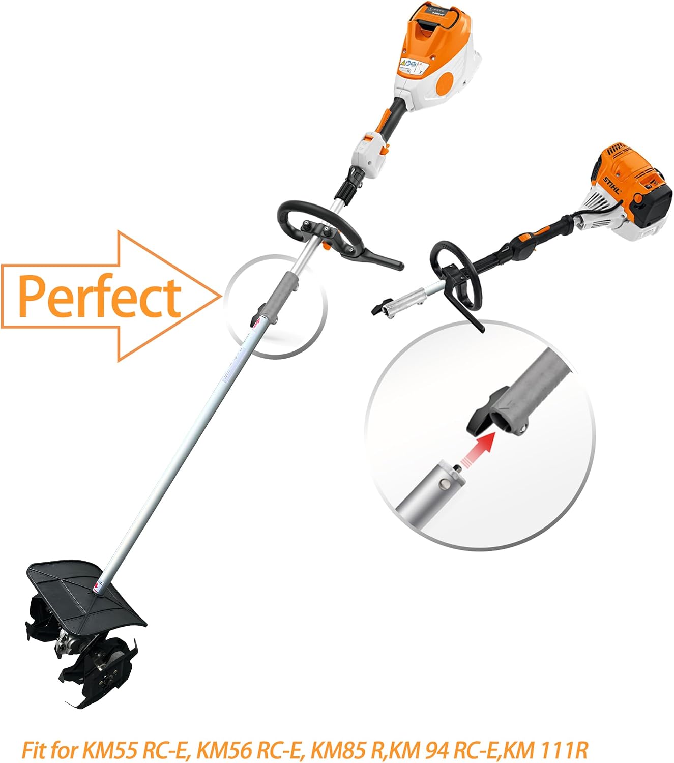 Cultivator Trimmer Attachment Compatible with Popular Motor Heads Like the KM 55, 94, and 111, and Grass Sting Trimmer Head 、BrushCutter Head and Lithium-ion Multi Head System