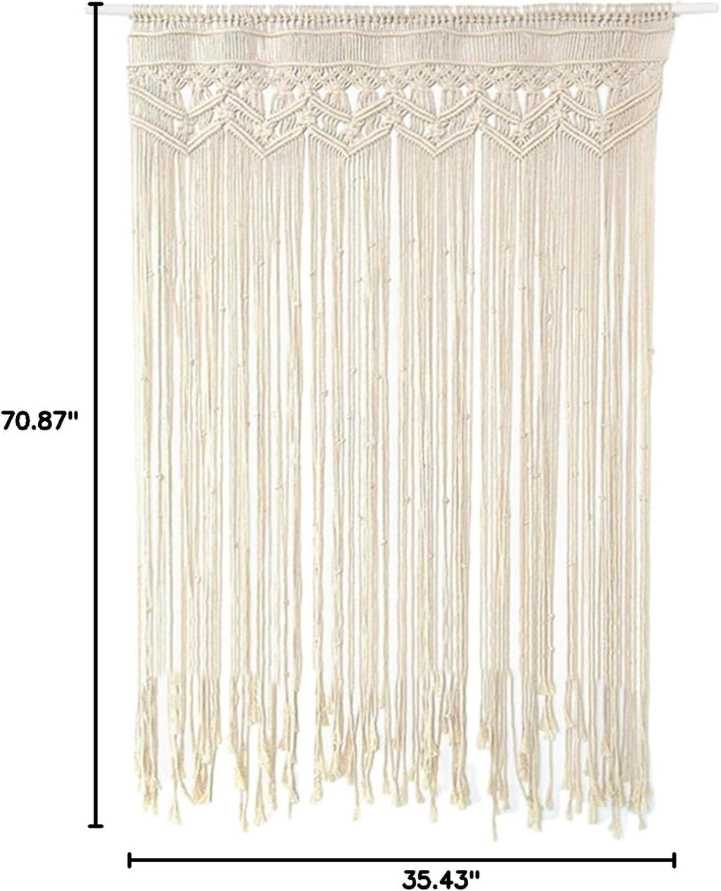 Macrame Macrame Curtain Tapestry Macrame Wall Hanging Woven Tapestry for Room Divider Window Door Curtains Wedding Background Home Decor (90 * 180cm)