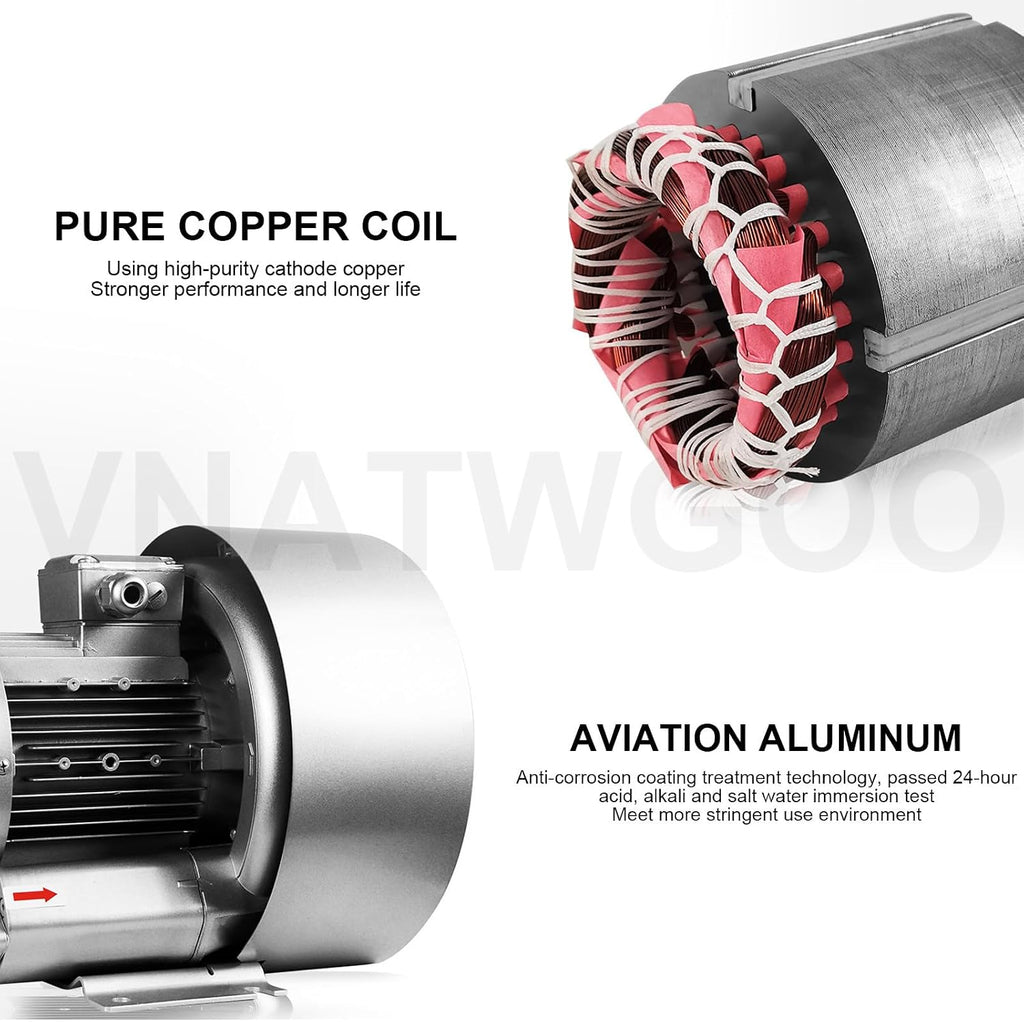 High Pressure Regenerative Blower, Dual Stage Vortex Fan for Fish Tank Aeration & Workshop Air Circulation, 700W Aluminum Electric Motor, 220V Industrial Equipment