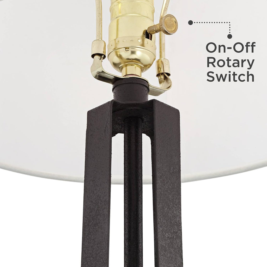 Possini Euro Design Susan Modern Industrial Table Lamps 25.5' High Set of 2 with USB Charging Port Dark Bronze Metal Black Faux Silk Drum Shade for Living Room Bedroom House Bedside Nightstand