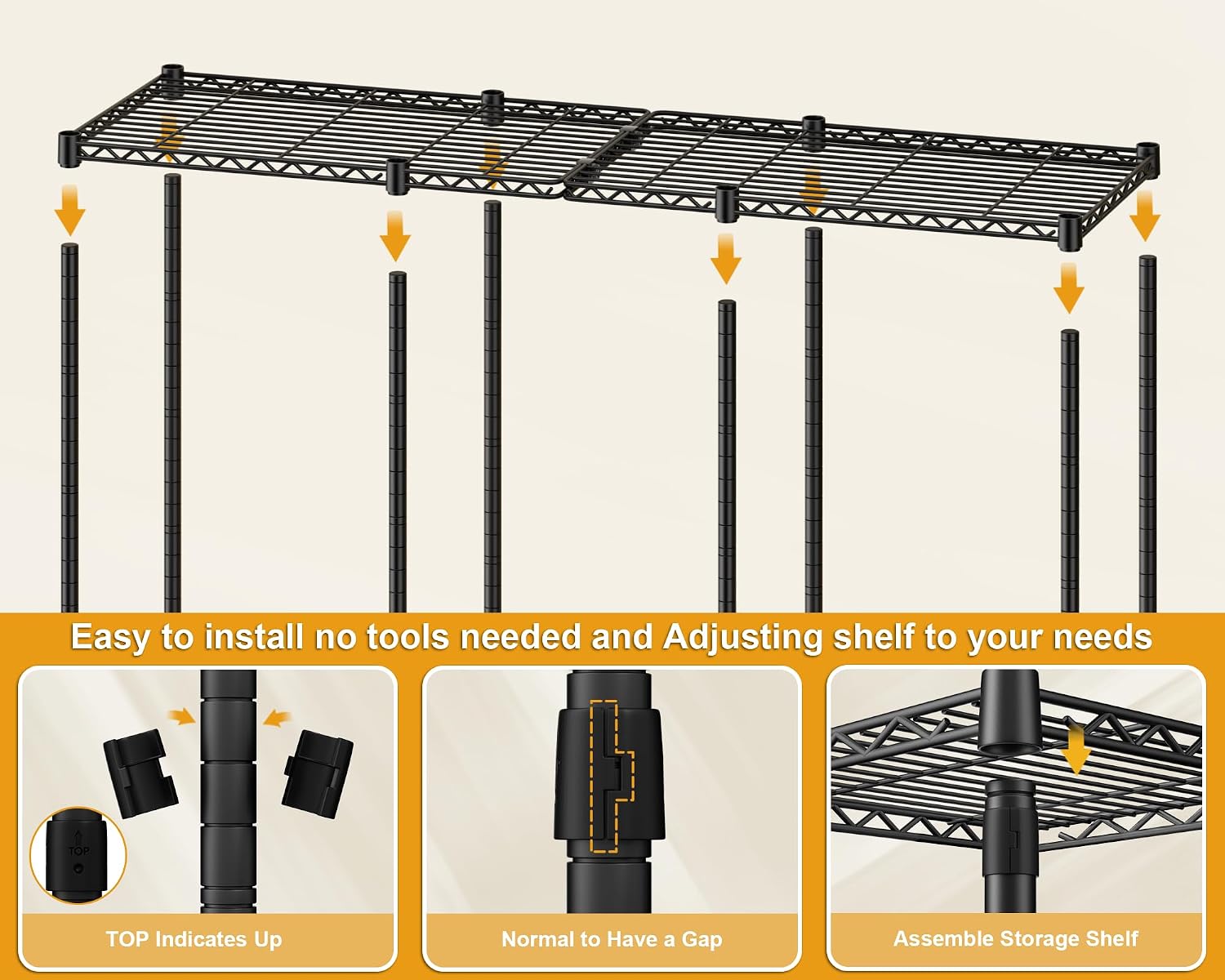 ULIFHOME E14 Heavy Duty Clothes Rack，Freestanding Clothing Racks for Hanging Clothes，Adjustable Closet Organizers and Storage，Metal Garment Rack with Shelves 58' W x16 D x77 H，Load 860LBS，Black