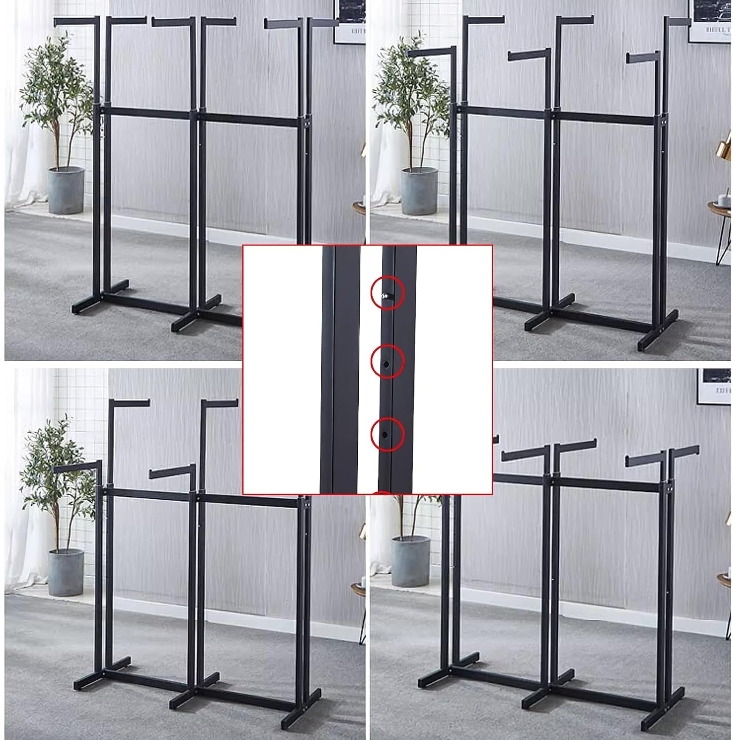 Heavy Duty Garment Rack for Hanging Clothes Rack, Floor Standing Metal Retail Display Stand, Adjustable Clothing Hanger Rod, for Clothing Store, Bedroom(Gold)