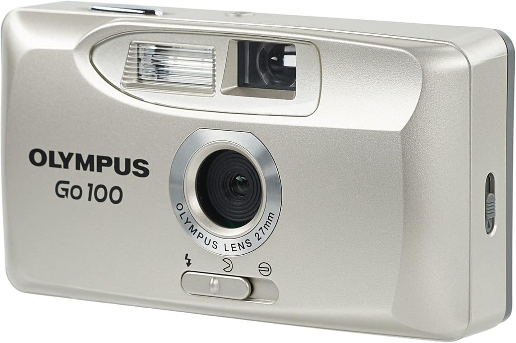 Olympus Go 100 Flash Motorized 35mm Film Camera – Compact Point & Shoot | Built-In Flash | Silver (Renewed)
