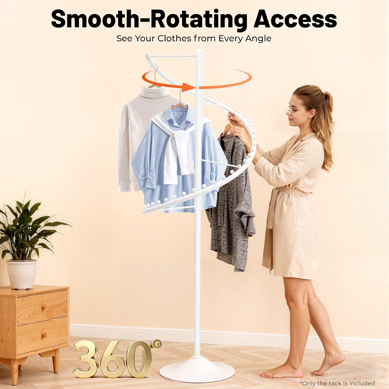 Spiral Rotating Garment Rack, Metal Clothing Rack Freestanding Coat Rack Retail Display Stand Hanger Shelf for Clothes Coats Bags Scarves 1.8M