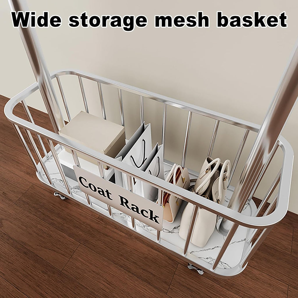 Heavy Duty Rolling Clothes Rack, Clothing Rack with Wheels, Garment Racks for Hanging Clothes, Wardrobe Racks for Bedroom Laundry Living Room(Gold,80cm/31.5in)