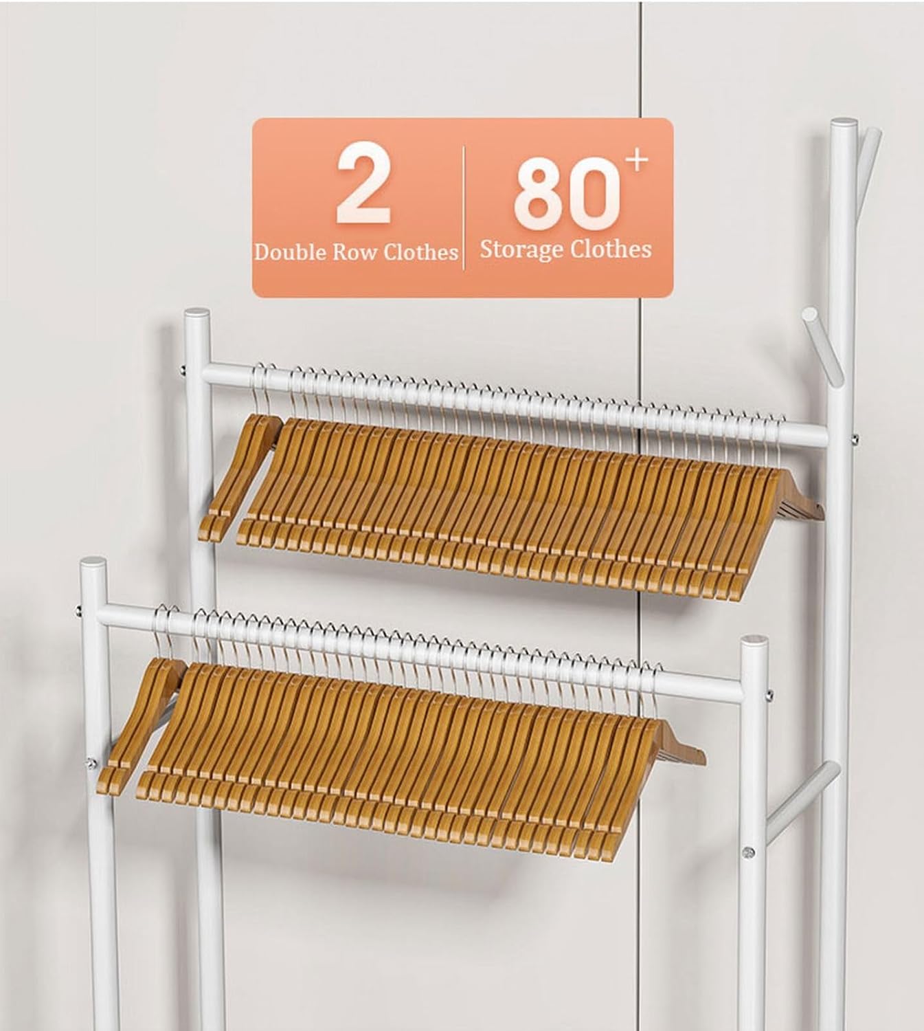 ELZEM Rolling Clothes Rack on Wheels, Double Rod Clothing Garment Rack,Hanging Clothes Organizer for Bedroom,Clothing Store, Hallway A