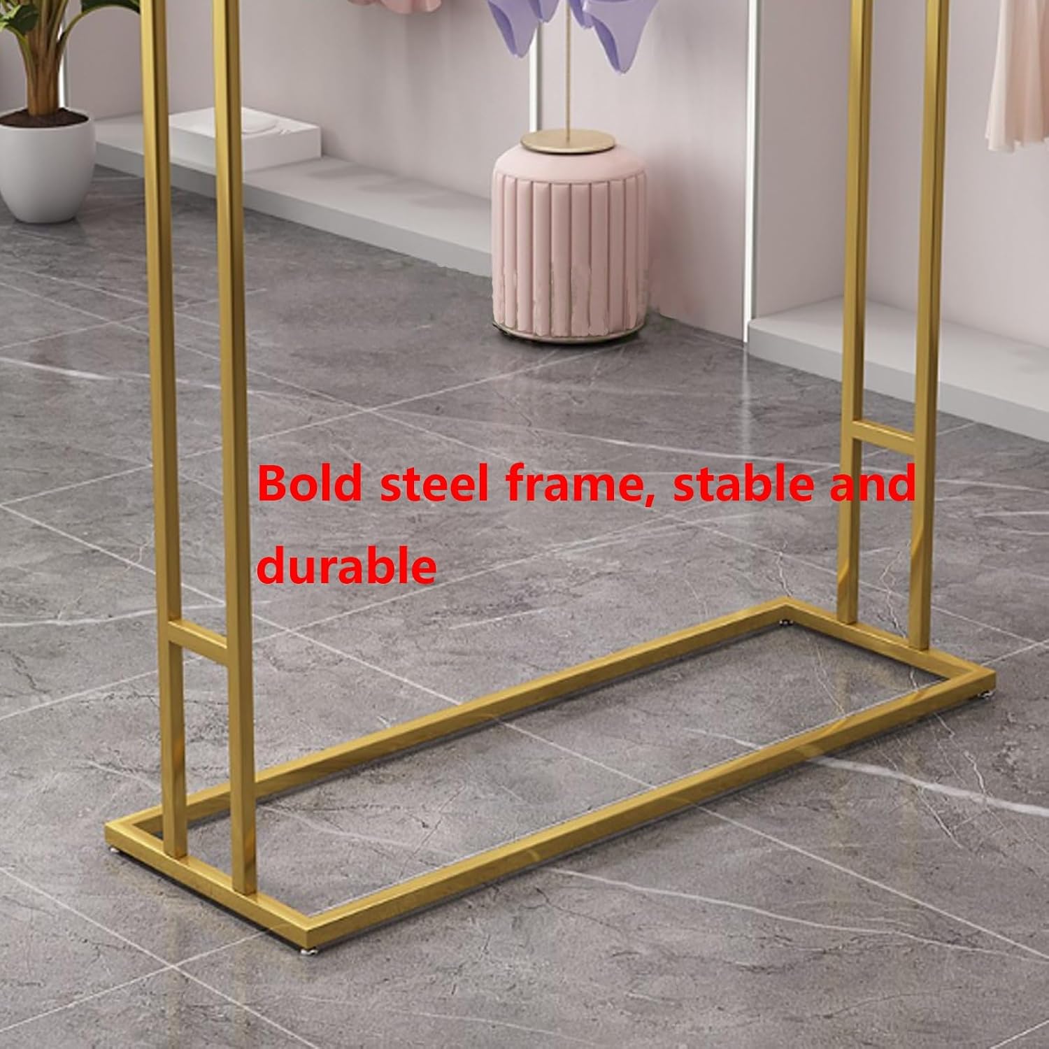 Fashion Modern Clothing Rack, Garment Racks Heavy Duty Double Rod Clothing Garment Rack, Hanging Clothes Shelf Clothes Display Organizer For Bedroom, Clothing Store ( Color : Gold , Size : 100*50*130c