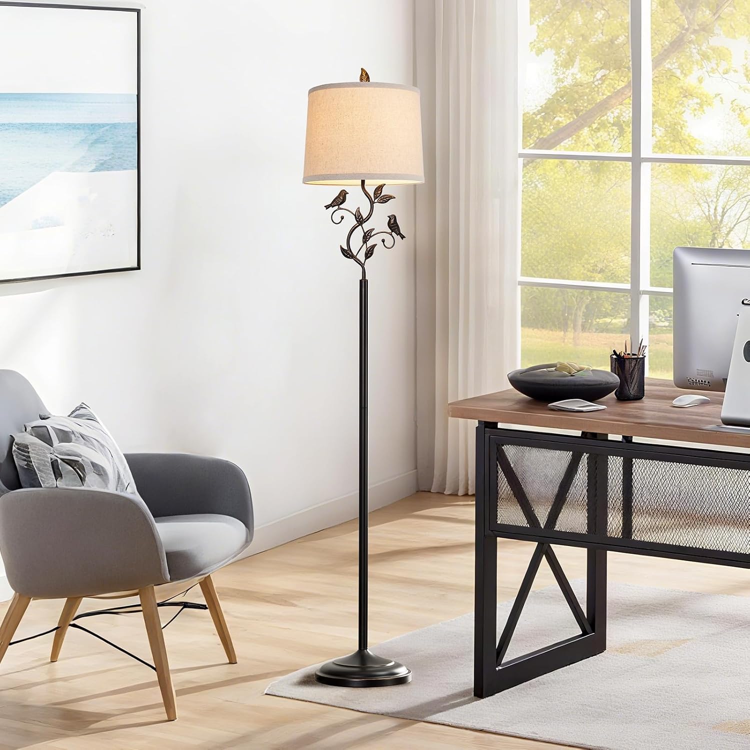 New - Same Matching Floor Lamp - 63'' Floor Lamp + 27'' Table Lamp Set of 2