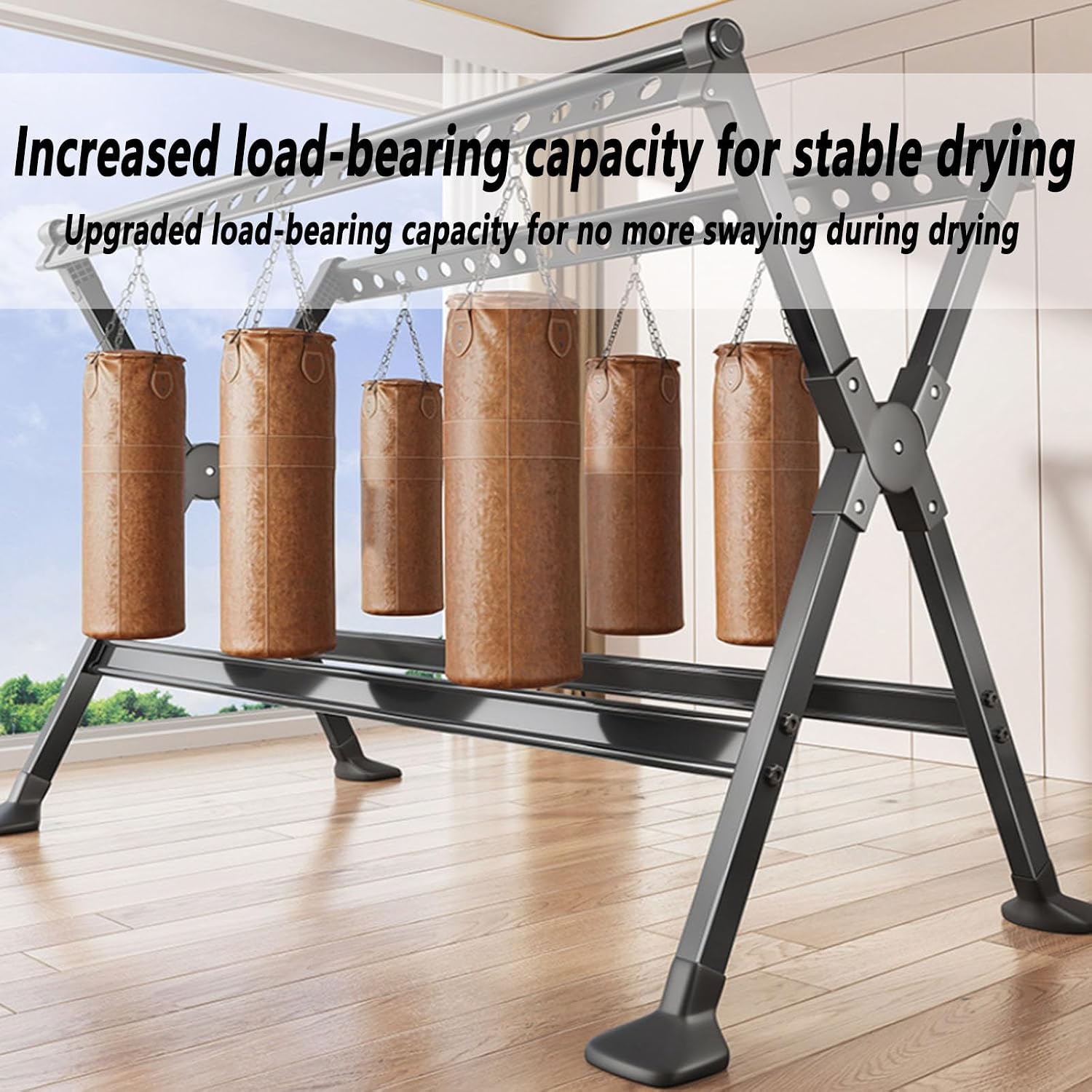 Foldable Freestanding Clothes Drying Rack, Portable and Extendable Clothing Rack with Stable Structure for Hanging Clothes