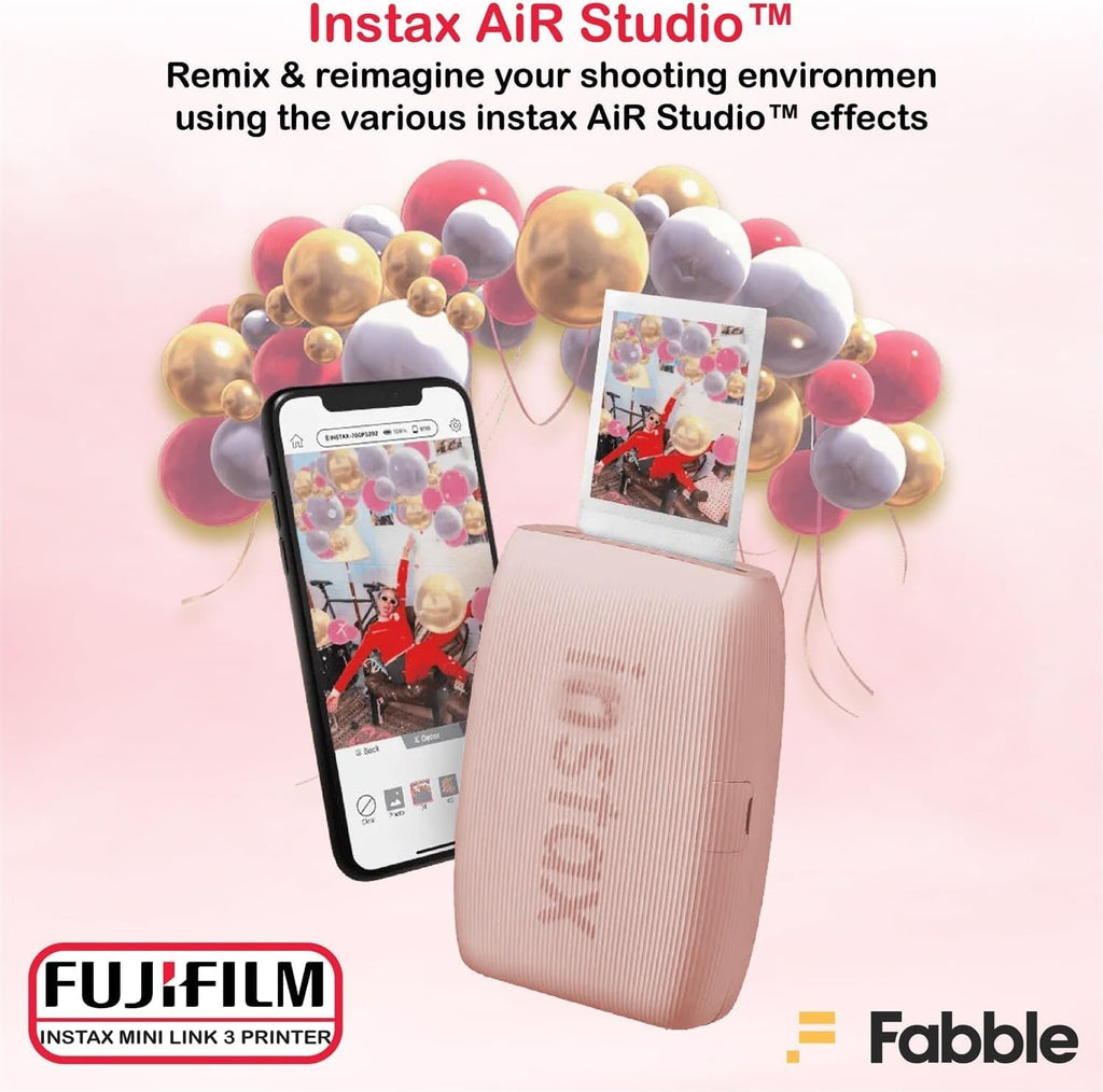 Fujifilm Instax Mini Link 3 Smartphone Printer with Instax Mini Films and Free Bonus Microfiber Cleaning Cloth... (Rose Pink, 3 x Twin Pack (60 Sheets))