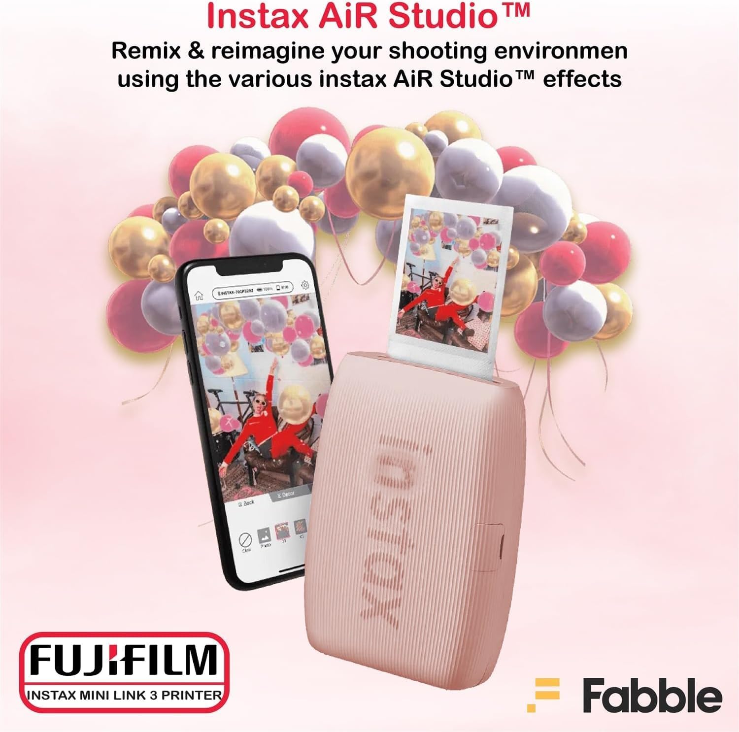 Fujifilm Instax Mini Link 3 Smartphone Printer with Instax Mini Films and Free Bonus Microfiber Cleaning Cloth... (Rose Pink, 2 x Twin Pack (40 Sheets))
