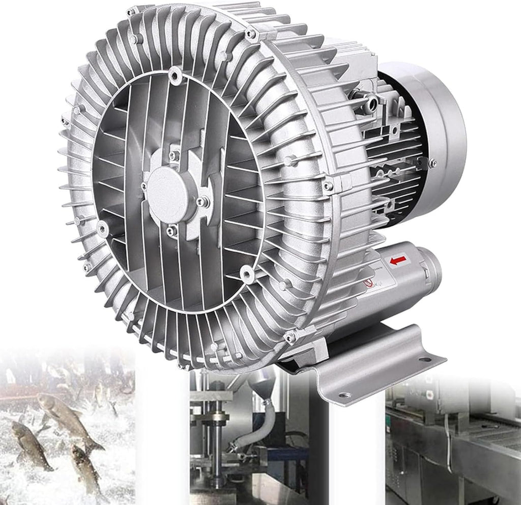 Regenerative Blower, Single Phase Blower, High Pressure Vortex Ring Blower, Industrial Vacuum Pump, for Blowing Or Suction of Air for Aeration of Wastewater, Aquarium,1100W/1.48HP