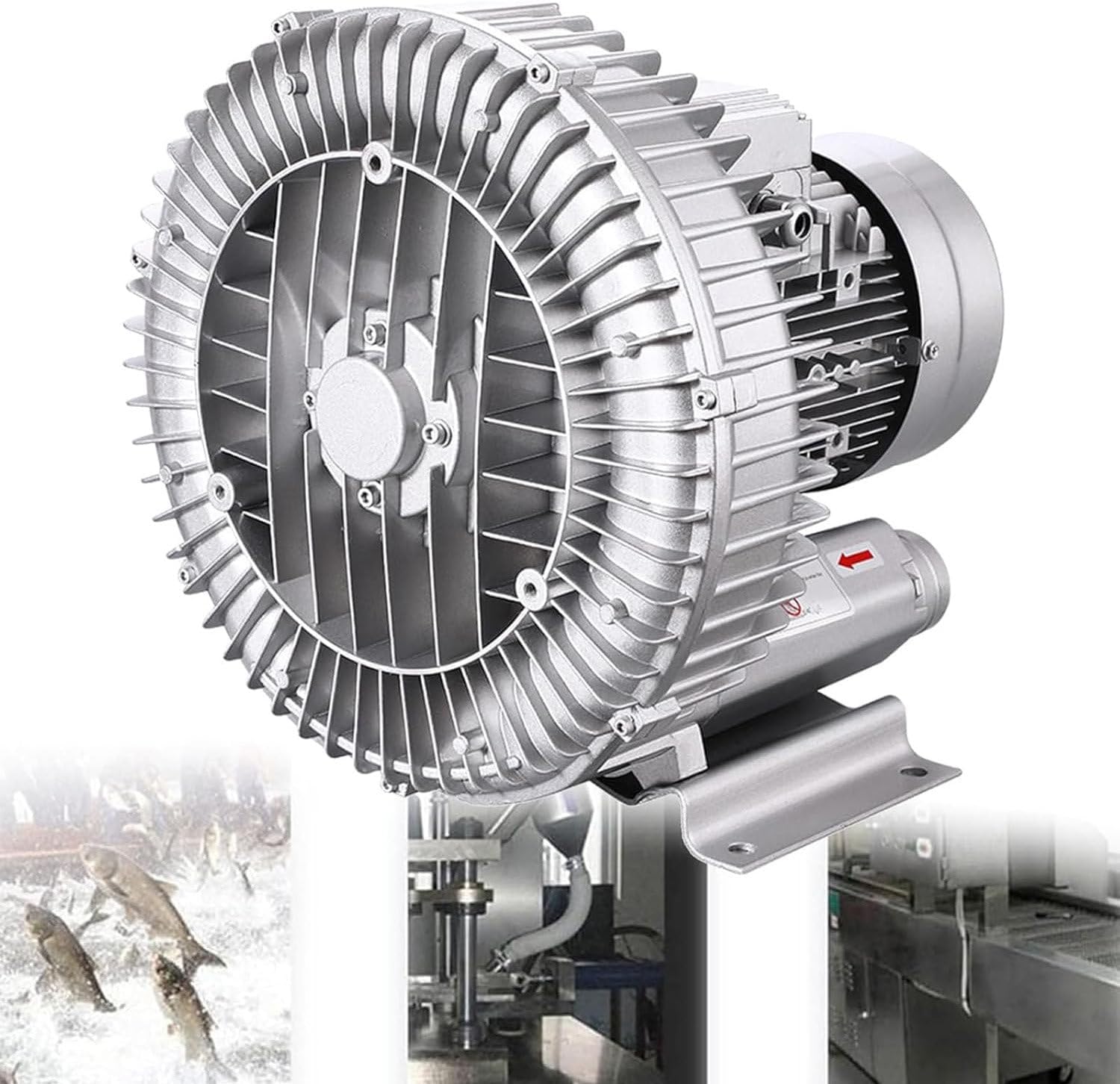 Regenerative Blower, Single Phase Blower, High Pressure Vortex Ring Blower, Industrial Vacuum Pump, for Blowing Or Suction of Air for Aeration of Wastewater, Aquarium,1100W/1.48HP