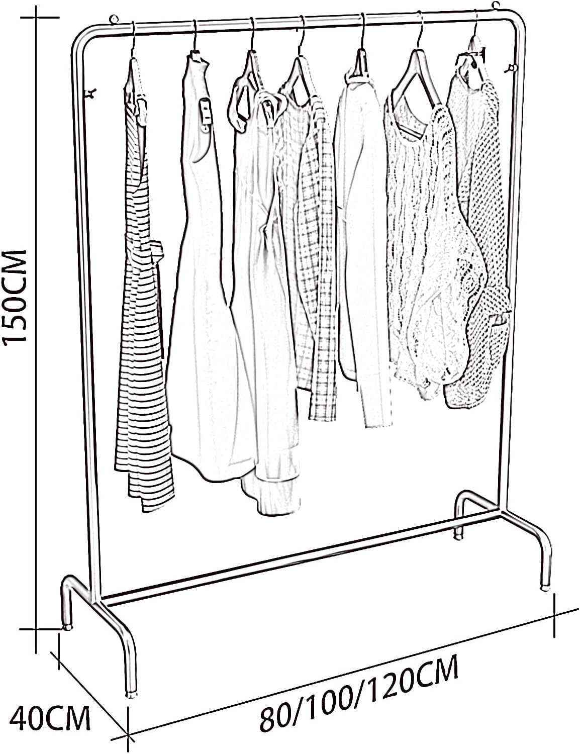 Garment Rack Modern Metal Clothes Rail,Heavy Duty Garment Rack for Hanging Clothes,Freestanding Clothing Rack for Bedroom and Living Room(Gold 100x40x150CM)