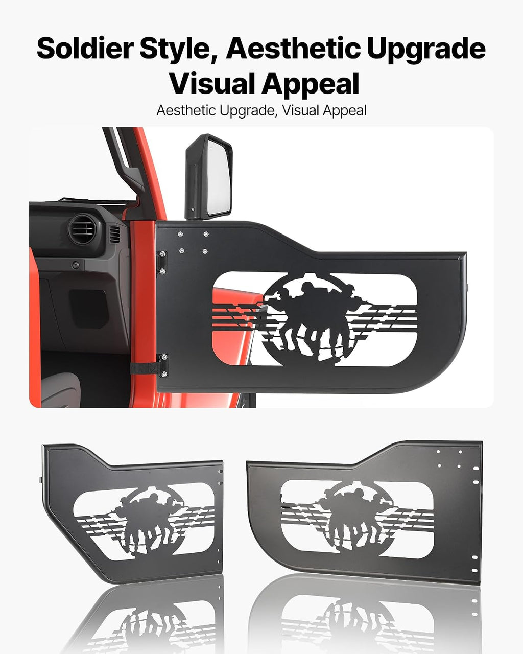 VEVOR Jeep Tube Doors, 4-Door, Fit for 2018-2026 Jeep Wrangler JL & 2020-2026 Gladiator JT, Soldier Pattern Off Road Front & Rear Tubular Half Doors with DOT Certified Side View Mirrors & Rubber Pads
