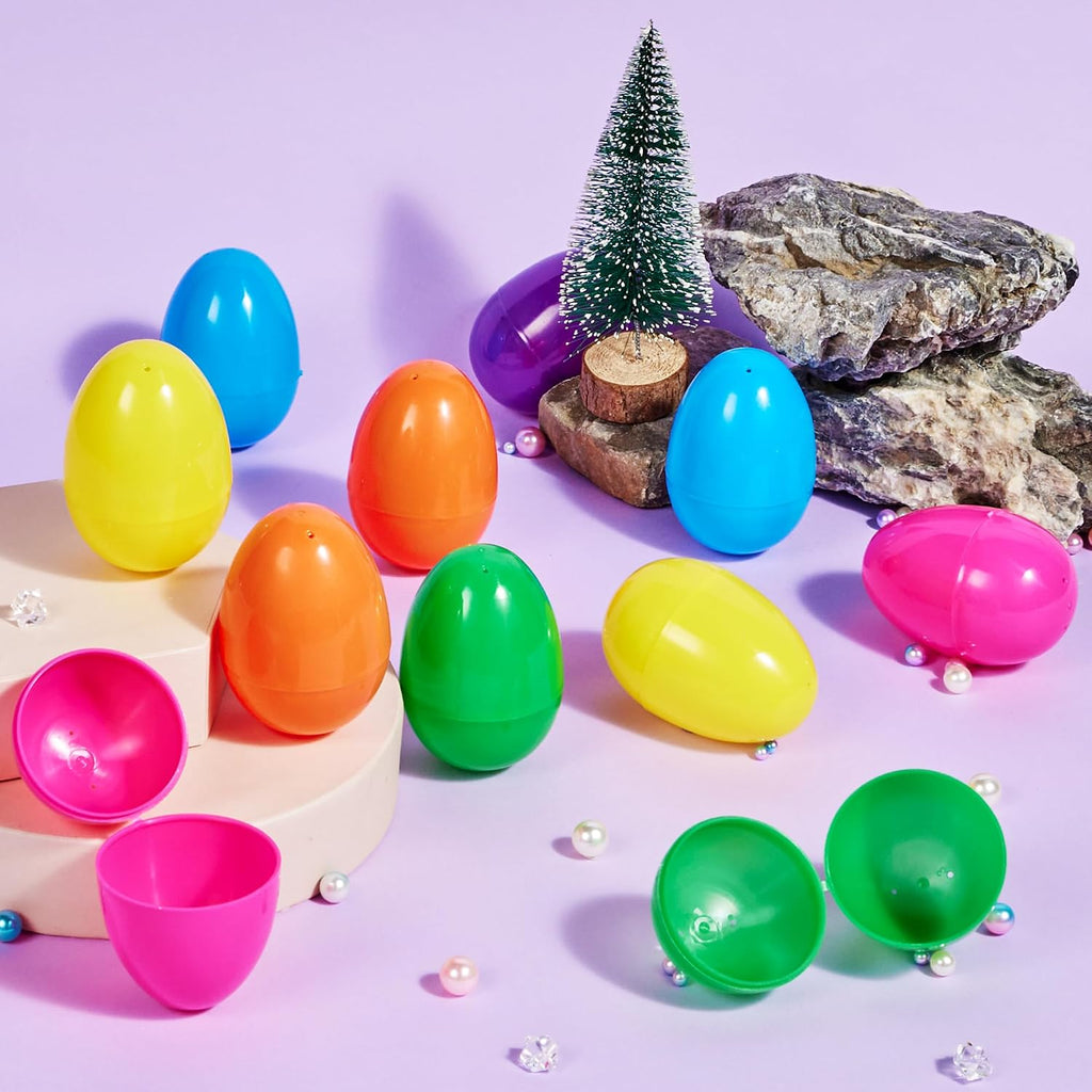 JOYIN 3.15' Easter Eggs, Fillable Plastic Eggs Empty Colorful Bright Eggshells with Hinge for Easter Hunt, Filling Treats, Party Favor, Basket Stuffers, Classroom Prize Supplies, 1000PCS