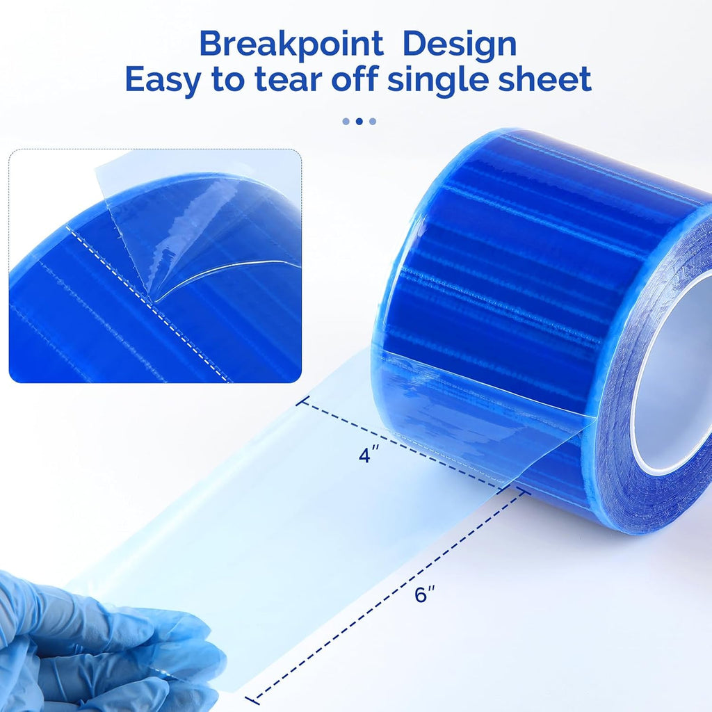JMU Barrier Film 12 Rolls, Barrier Film Tattoo Blue Barrier Tape for Dental Medical Tattoo, 4 x 6 Inch