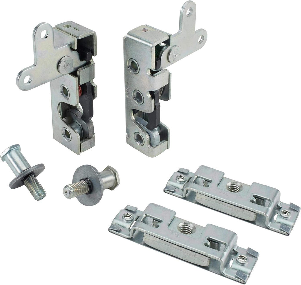 Speedway Motors Universal Slim Line Bear Jaw Complete Door Latch Kit Includes Left and Right Latches Mounting Plates Striker Pins Cage Nut Plates for Street Rods