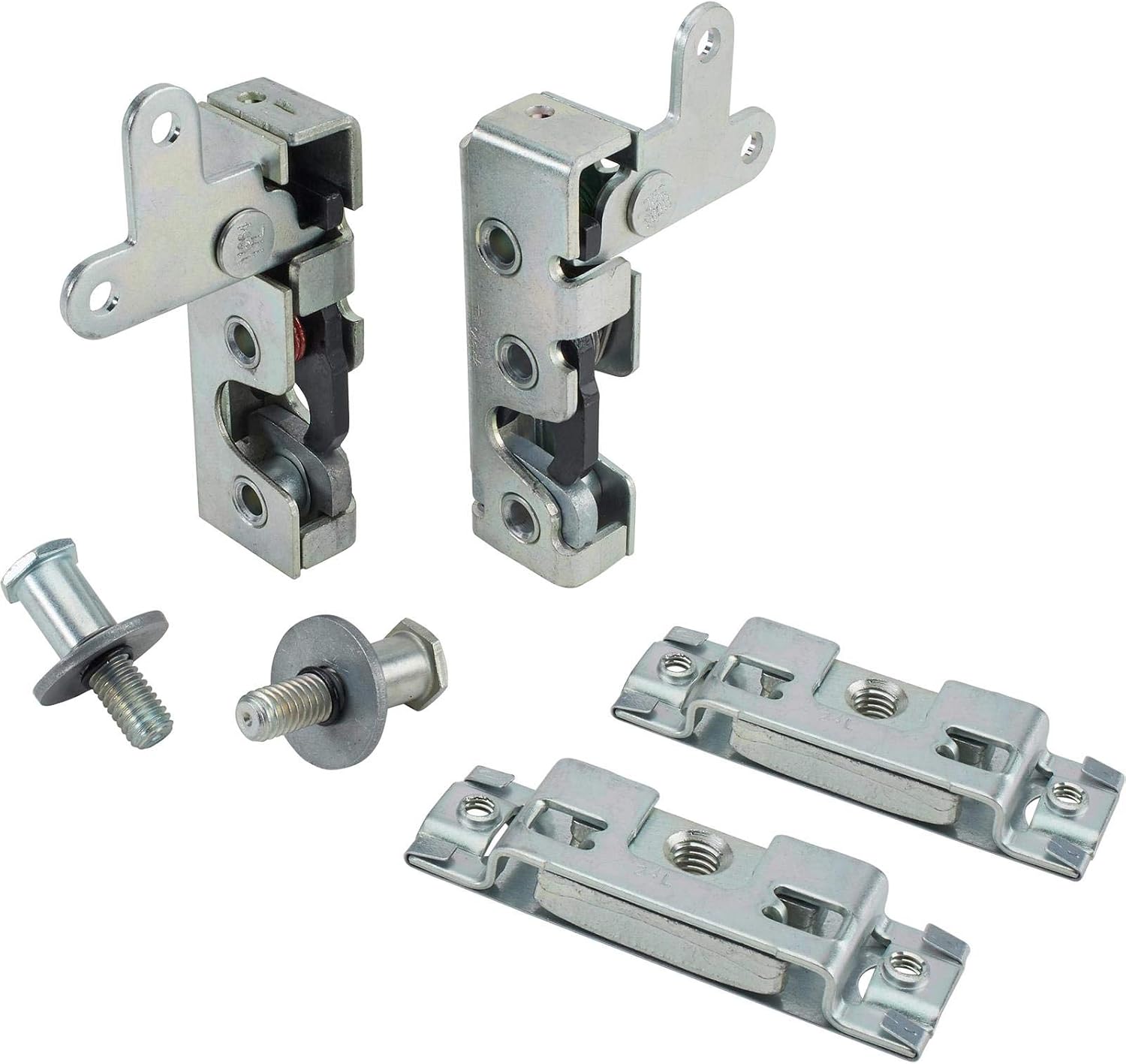 Speedway Motors Universal Slim Line Bear Jaw Complete Door Latch Kit Includes Left and Right Latches Mounting Plates Striker Pins Cage Nut Plates for Street Rods