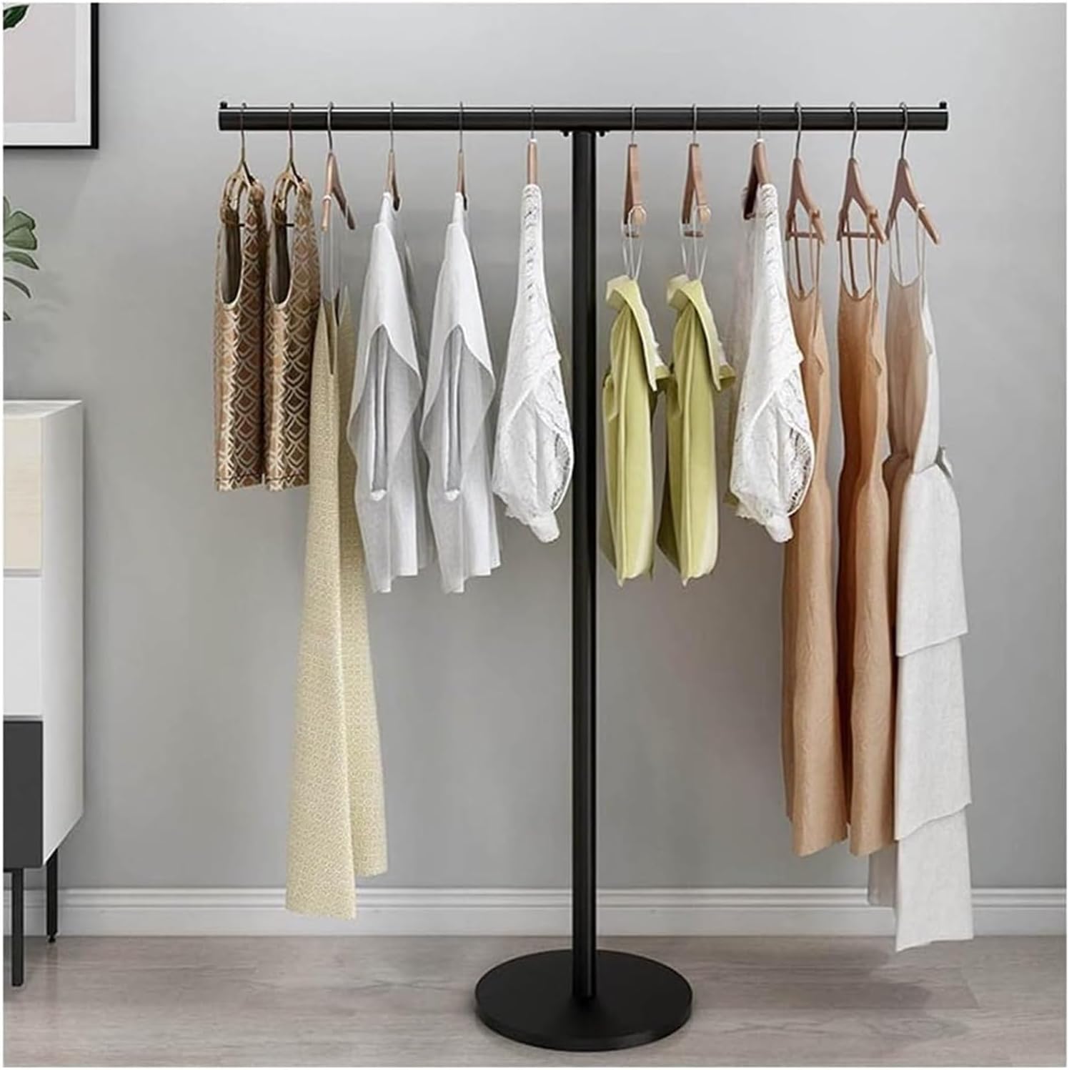 Clothes Rail Garment Rack Metal Clothing Rack with Top Shelf, Garment Rack Boutique Rolling Display Rack Closet Organizer for Hanging Clothes, Black (B)-100x130cm