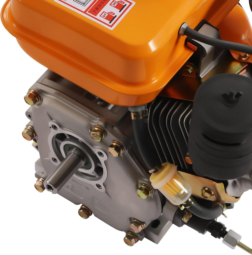 Diesel Engine 196CC 4 Stroke Single Cylinder Forced Air Cooling Horizontal Axis Engine Recoil Hand Start 3000RPM 2.2KW, 53mm Shaft Length (Orange)