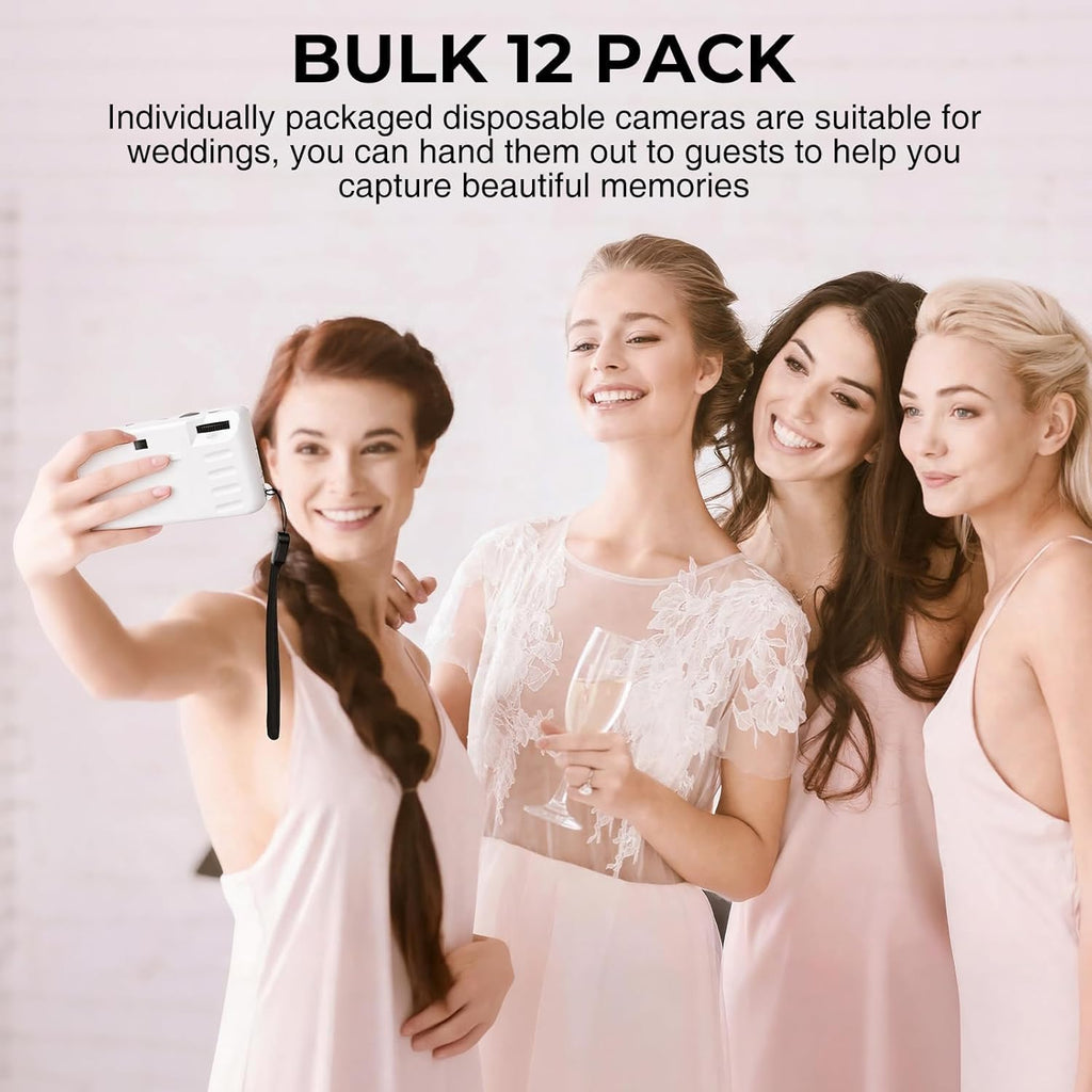 12 Pack Disposable Cameras Bulk Single Use Flash 35mm 17 Film 200 ISO Film Camera for Wedding Birthday Concert Travel Anniversary Party Supplies