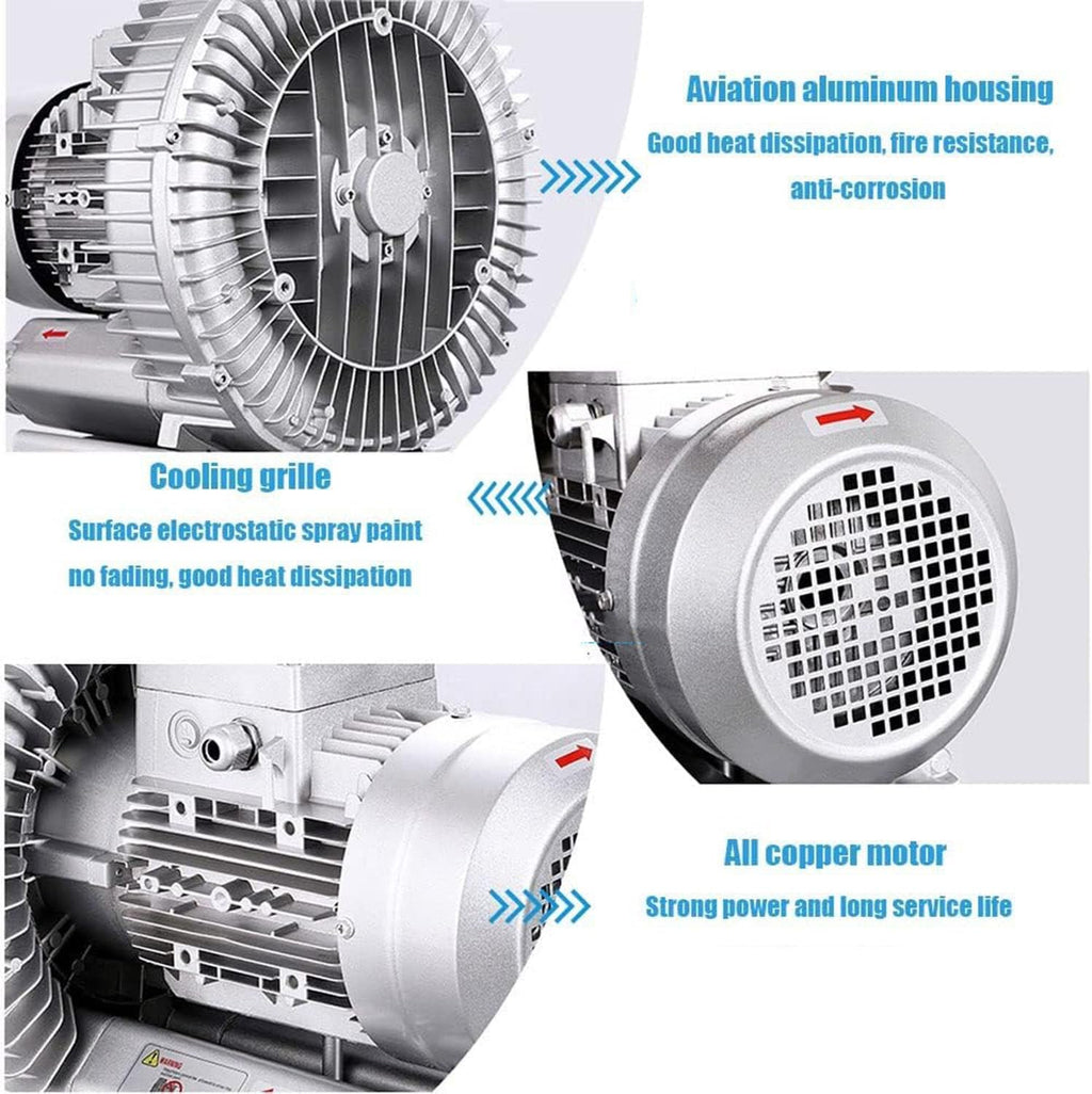 Regenerative Blower for Aquaculture and Industrial Use, High-Pressure Vacuum Pump for Air Blowing, Suction, and Sewage Aeration