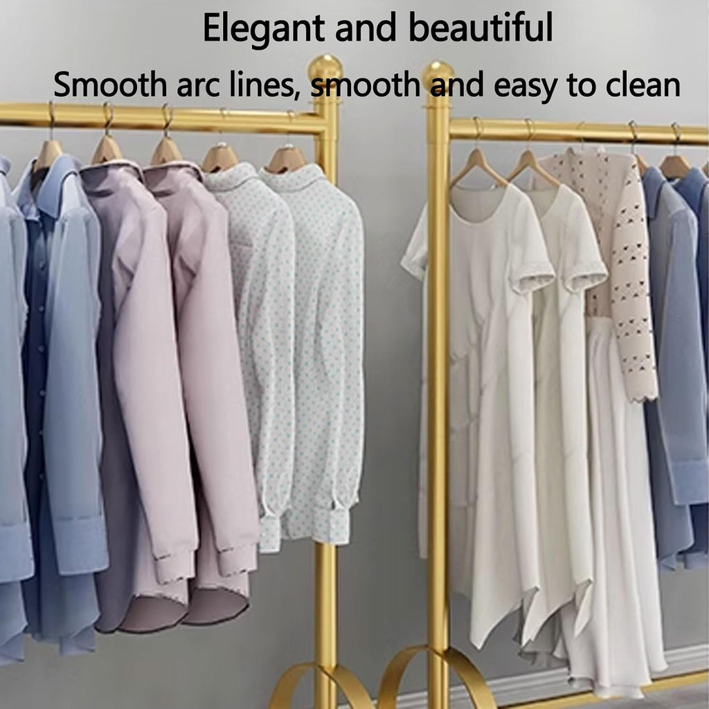 Metal Coat Rack Freestanding Thickened High Load-Bearing Portable Clothes Rack on Wheels Standing Coat Rack Garment Racks for Hanging Clothes Heavy Duty (Color : Gold, Size : 120 * 40 * 135CM)