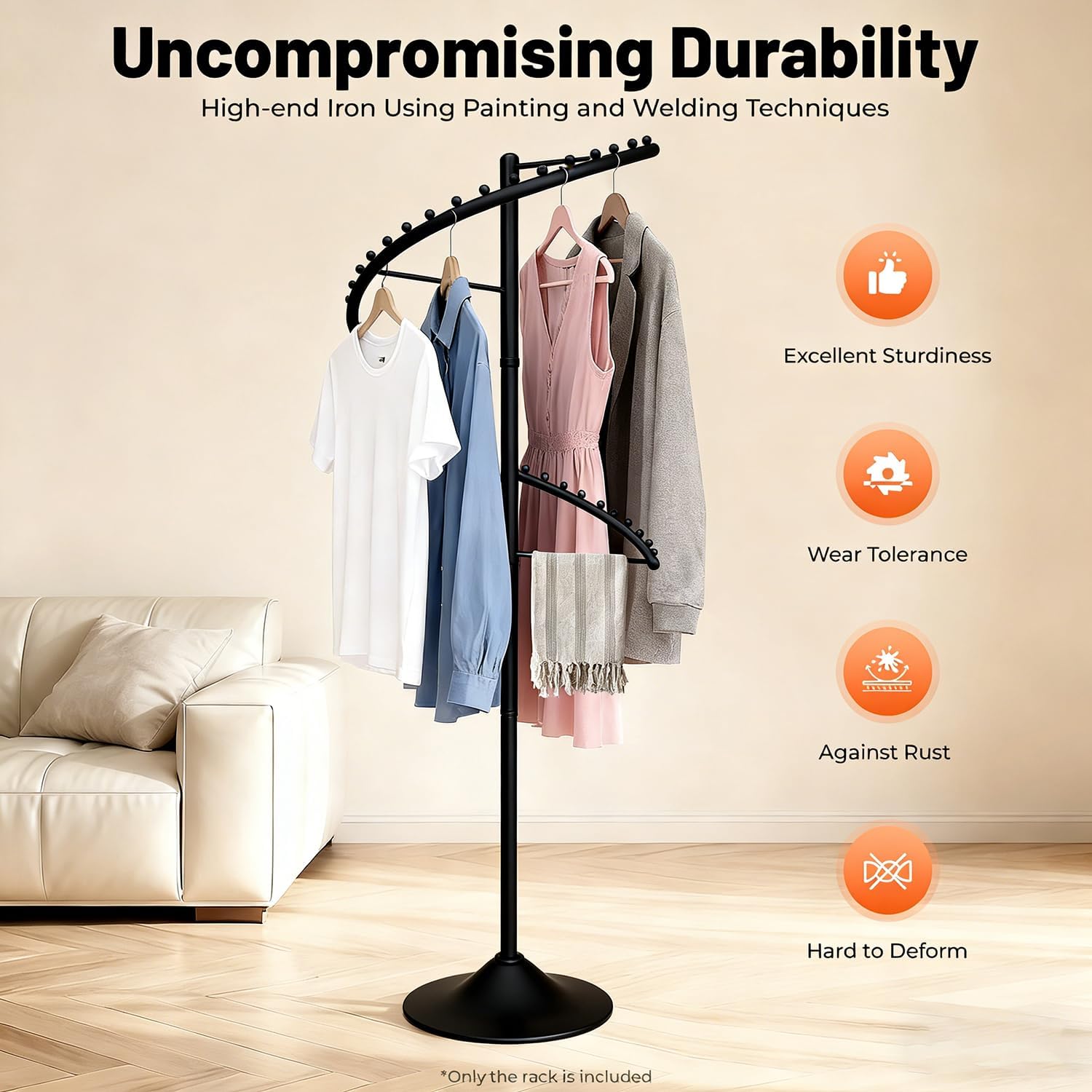 Spiral Rotating Clothing Rack, Freestanding Garment Rack Metal Coat Rack Retail Display Stand Black Hanger Shelf for Clothes Dresses Bags Scarves