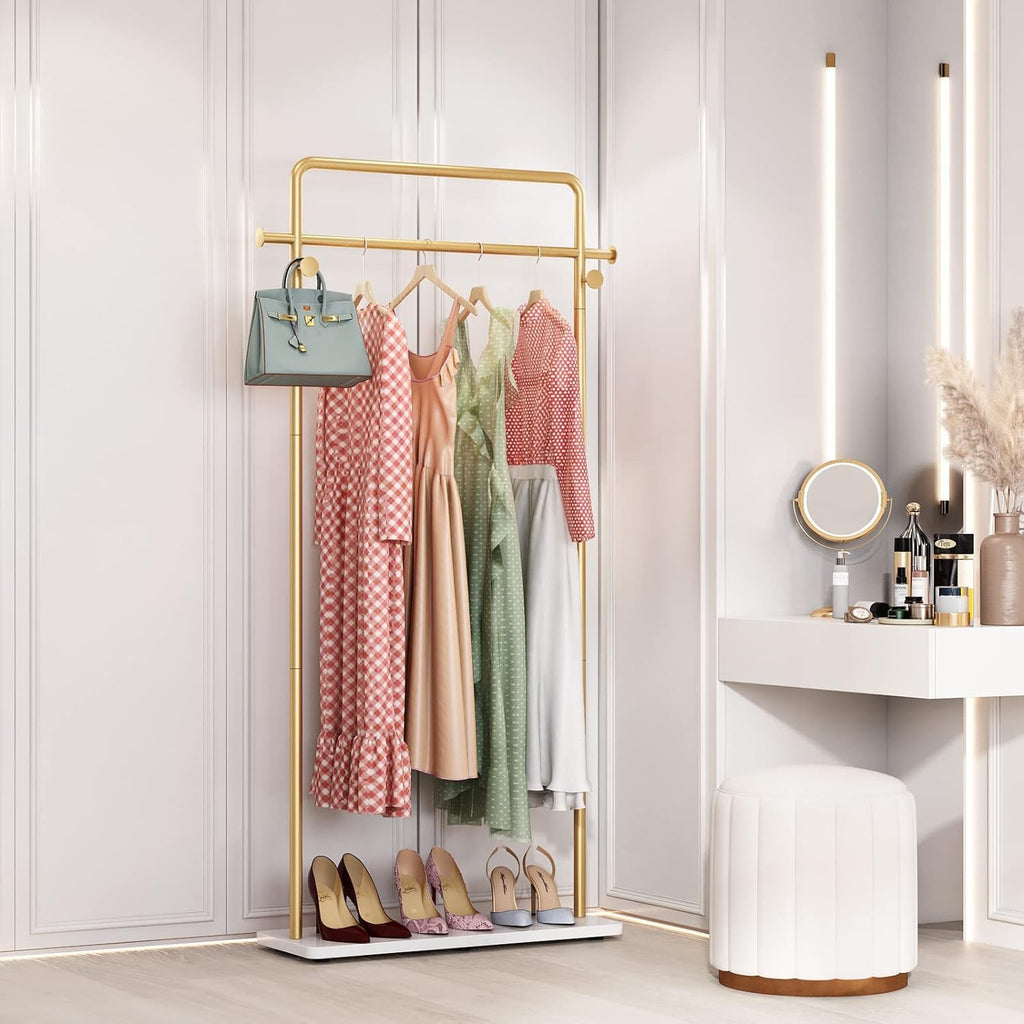 Coat Shelf Coat Rack Stand Iron Coat Rack With Marble Base Free-Standing Garment Rack For Hanging Clothes Coat Rack Clothes Rack Clothing Rack Coat Holder Coat Hat Rack ( Color : Gold+white , Size : 8
