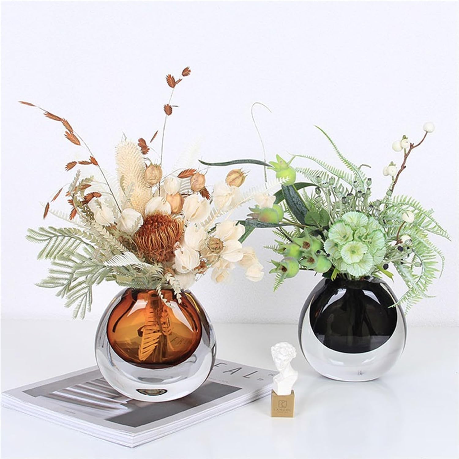 Faux Plants Table Centerpiece Decorations Simulation Dried Flowers Set Home Coffee Table Arrangement Soft Furnishing Fake Flowers Spring Summer Decoration(D)