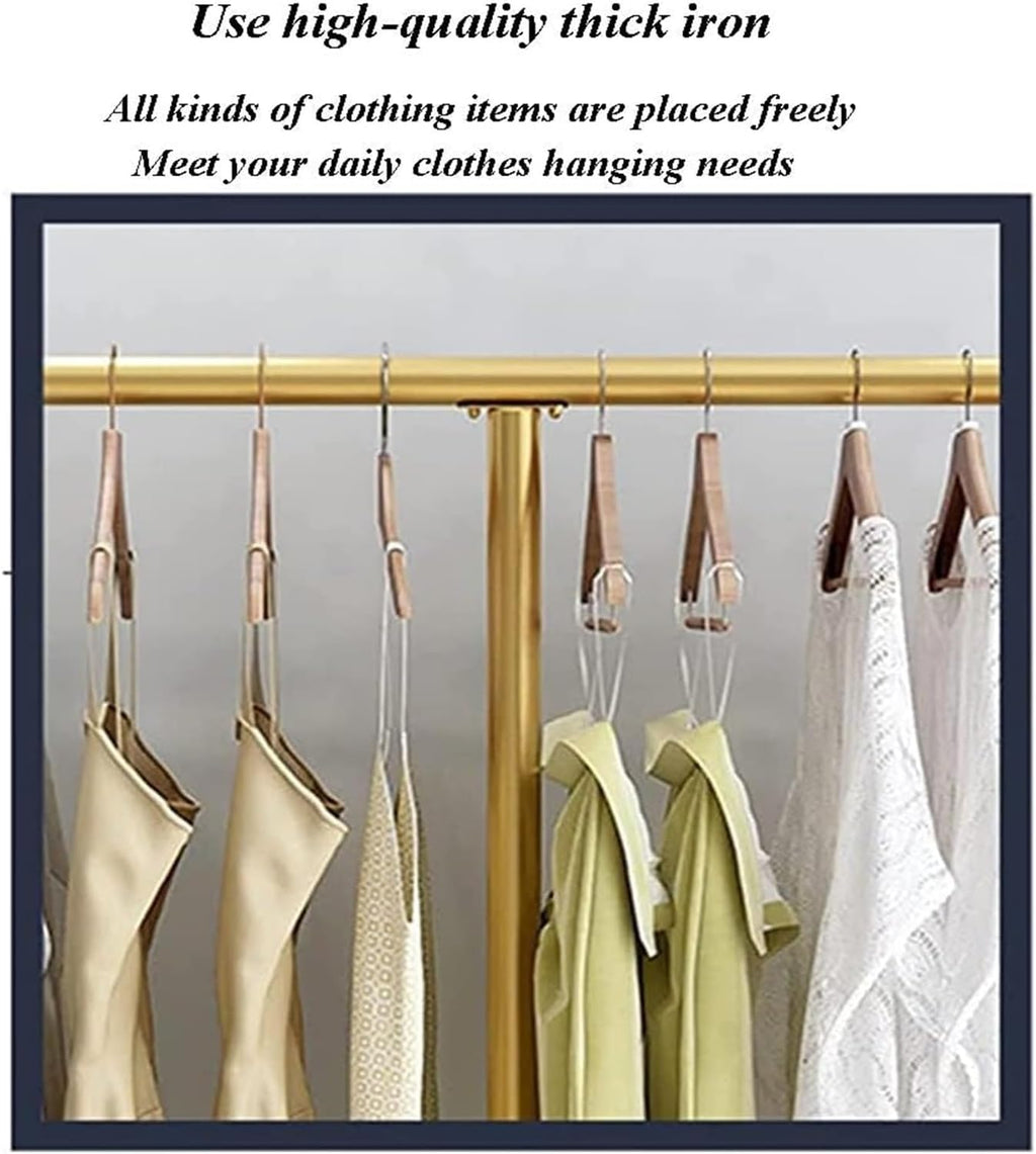 Clothes Rail Garment Rack Metal Clothing Rack with Top Shelf, Garment Rack Boutique Rolling Display Rack Closet Organizer for Hanging Clothes, Gold-B-120x130cm
